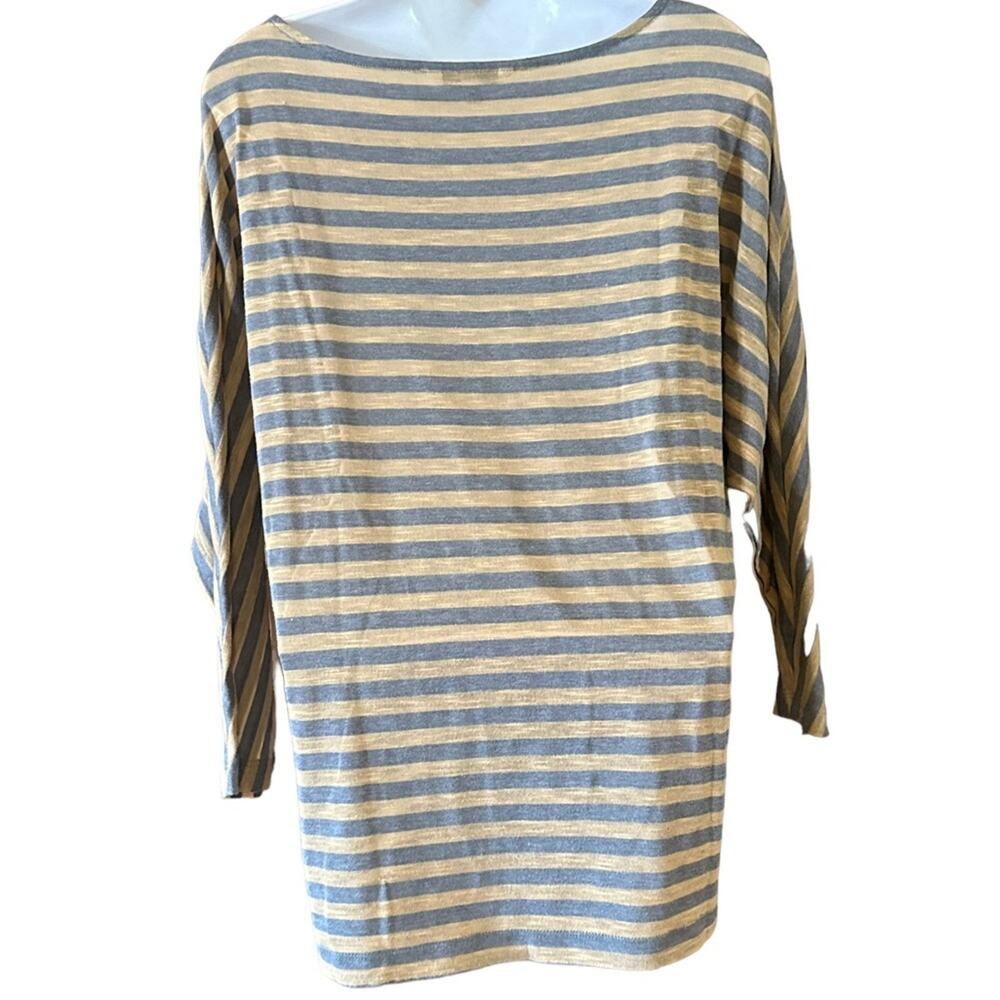 CAbi Camel and Gray Striped Dolman Sleeve Womens Size Medium Top - Picture 2 of 5